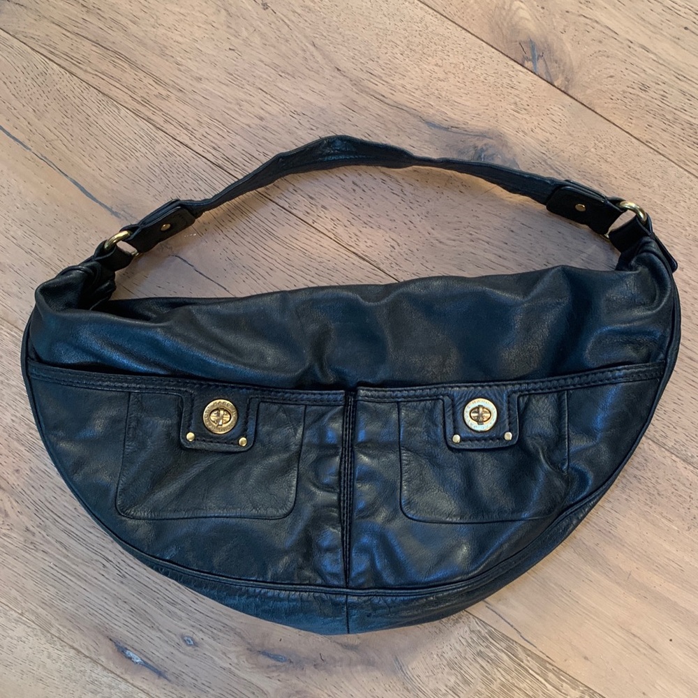Marc Jacobs black leather half moon bag